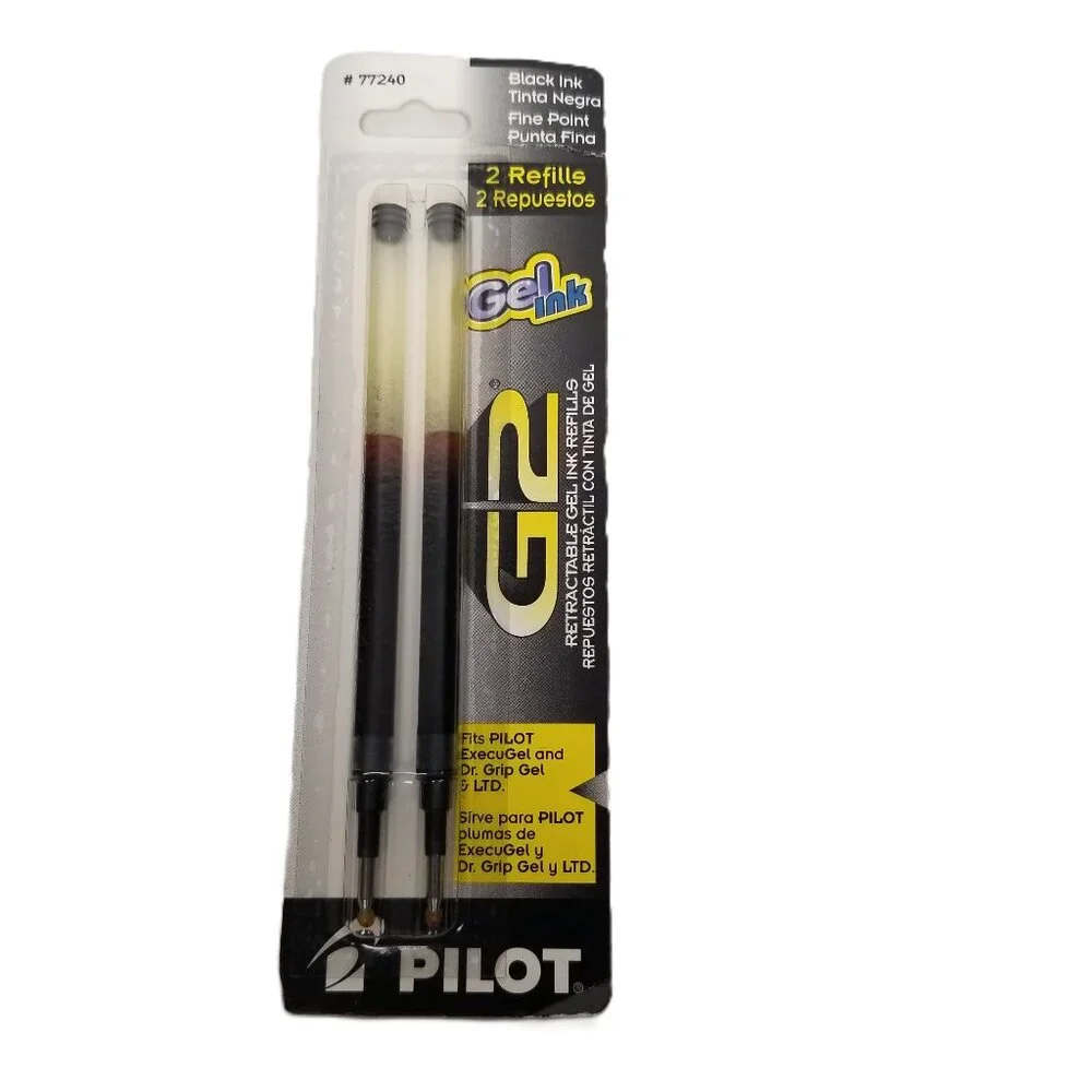 Pilot G2 Gel Ink Refills 2 Pack Black Fine Point 0.7mm New Sealed Office School